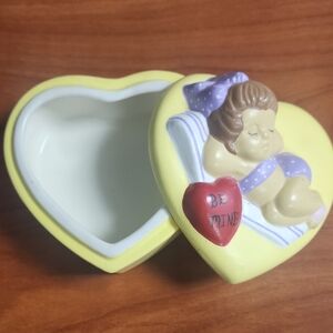 Heart-Shaped Yellow Trinket Box
